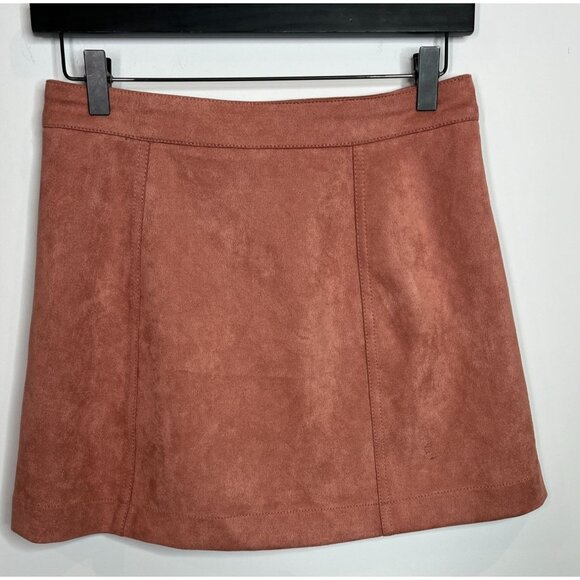 Forever 21 Skirt Womens Sz 25 0 XS Mini Faux Suede Pink Button Down Fall Casual - Picture 5 of 13